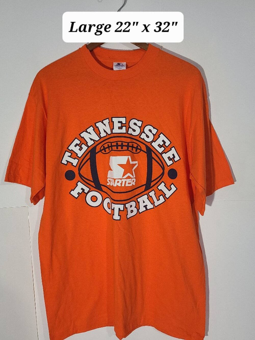 Vintage 80s Tennessee Volunteers Starter Mens Orange Large T-Shirt Single Stitch